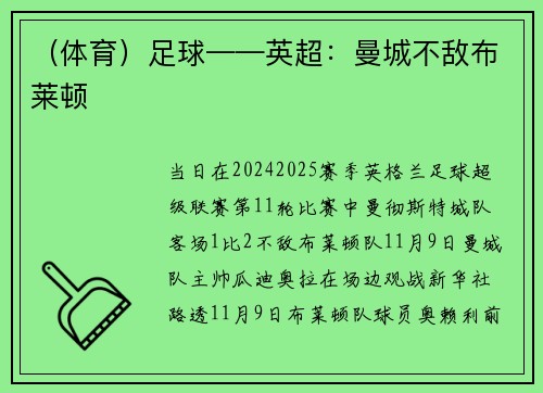 （体育）足球——英超：曼城不敌布莱顿